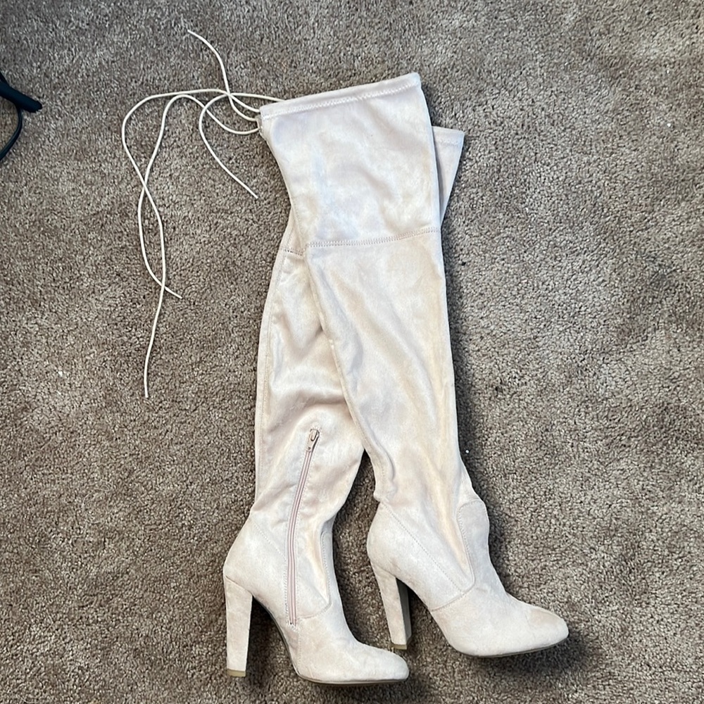 Blush thigh high boots